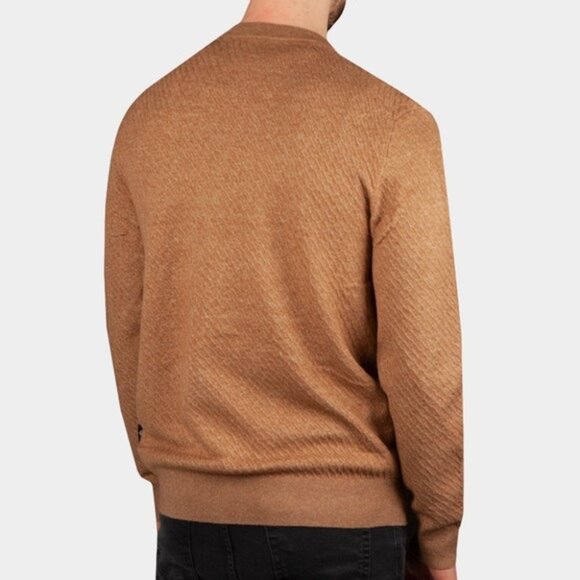 New Ted Baker Textured Crew Neck Sweater in Tan - Picture 2 of 10